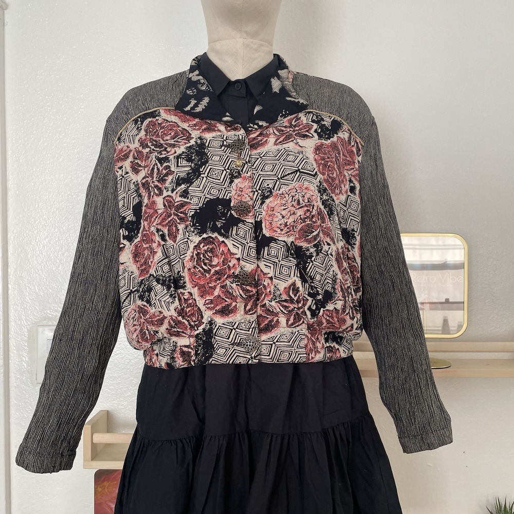 Vintage Carole Little Lightweight Bomber‎ Jacket Button Down Size 8